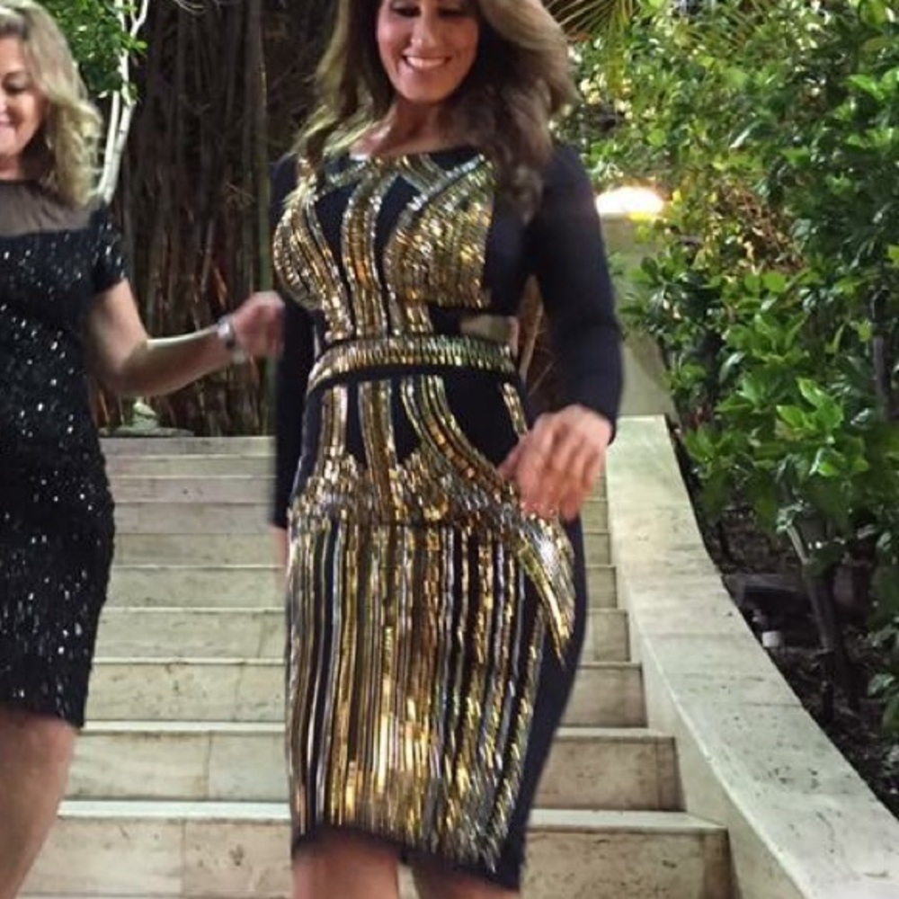 Long sleeve Bebe Dress with front bling